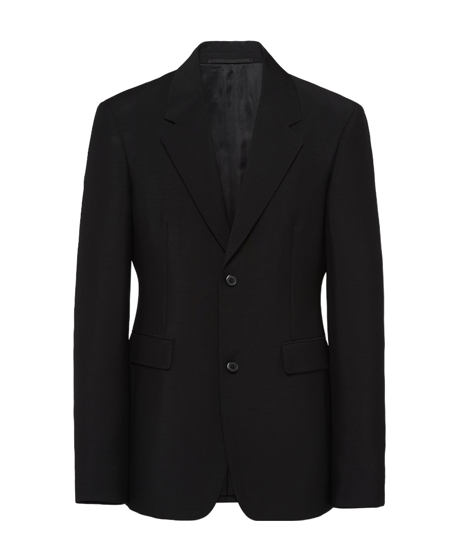 Prada Single-breasted Mohair Wool Jacket In Black