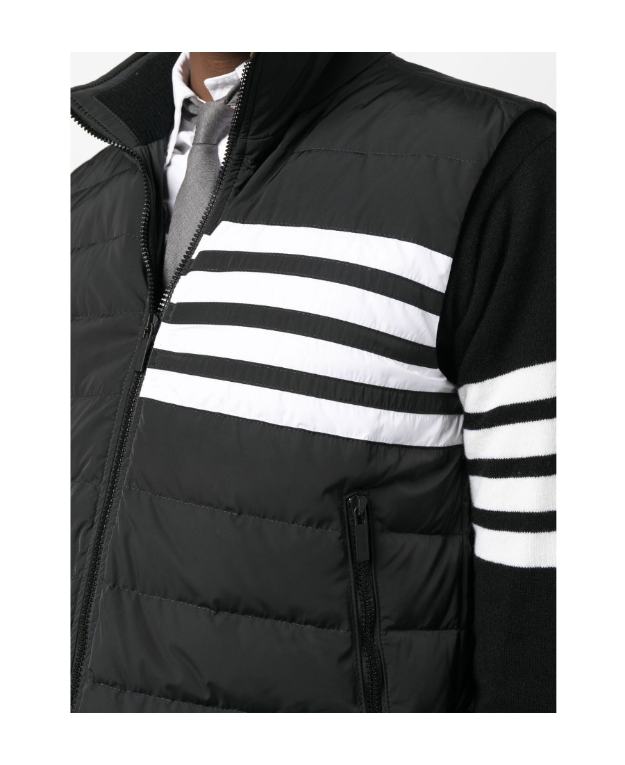 Thom Browne Zippered Field Vest Tricolor Detail In Black