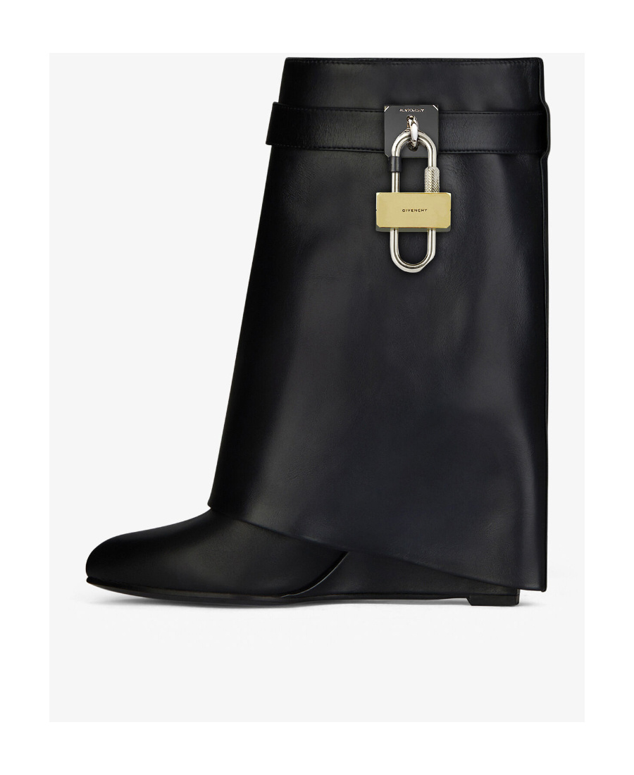 Givenchy Shark Lock 90 Leather Ankle Boots Shoes In Black