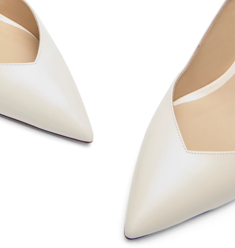 Stuart Weitzman Pointed Toe Slingback Heels With Delicate Strap In White