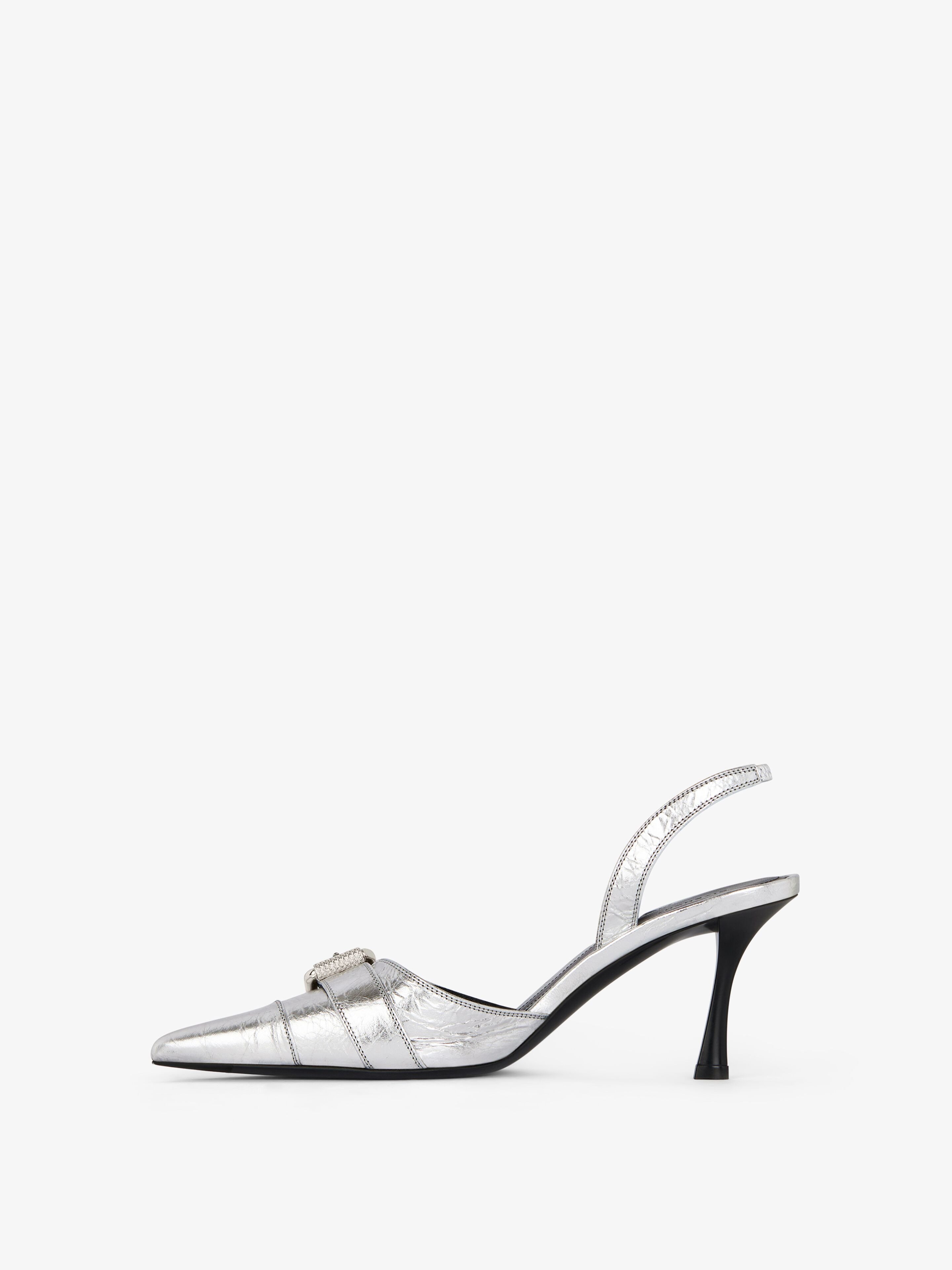 Givenchy Voyou Metallic Buckle Slingback Pumps In White