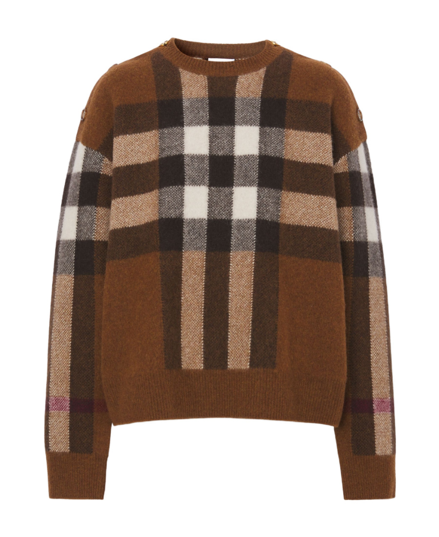 Burberry Check Wool-cashmere Jumper In Brown