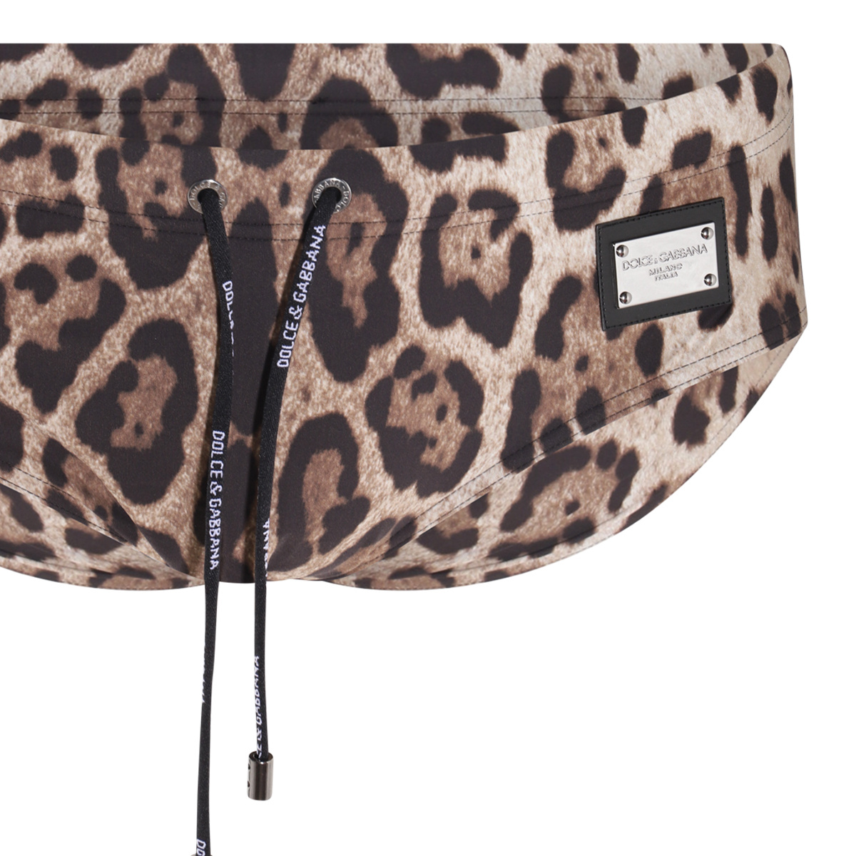 Dolce & Gabbana Leopard Print Nylon Swim Brief In Nude
