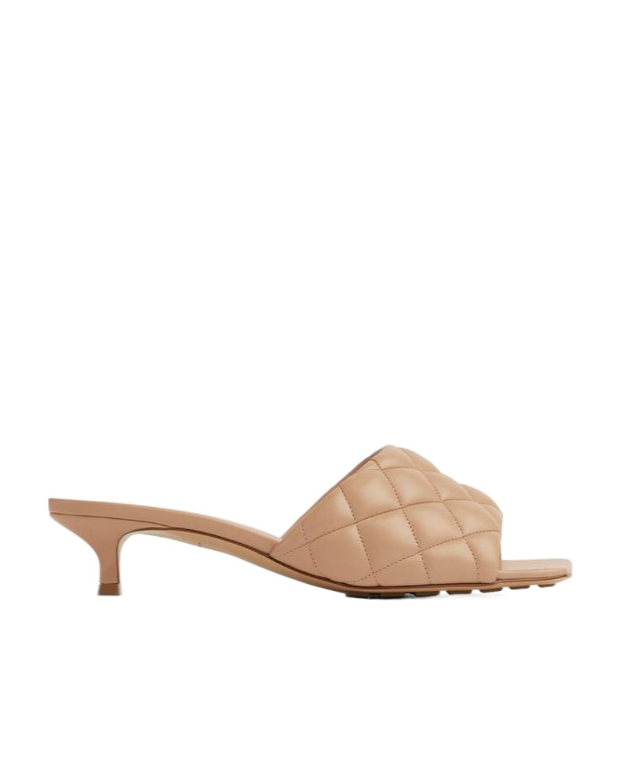 Bottega Veneta 45mm Padded Metallic Leather Sandals In Nude