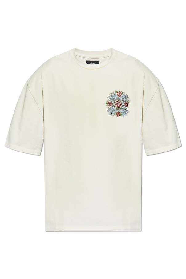 Amiri Rose-embellished T-shirt In White