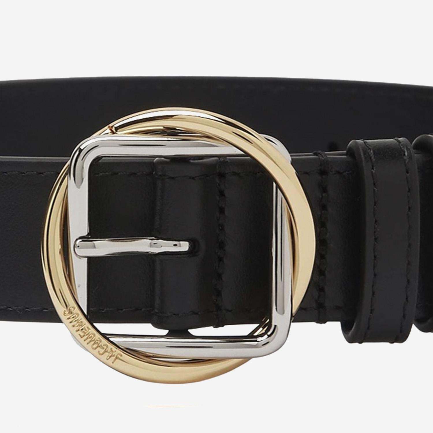 Jacquemus Two-tone Metal Buckle Belt In Black