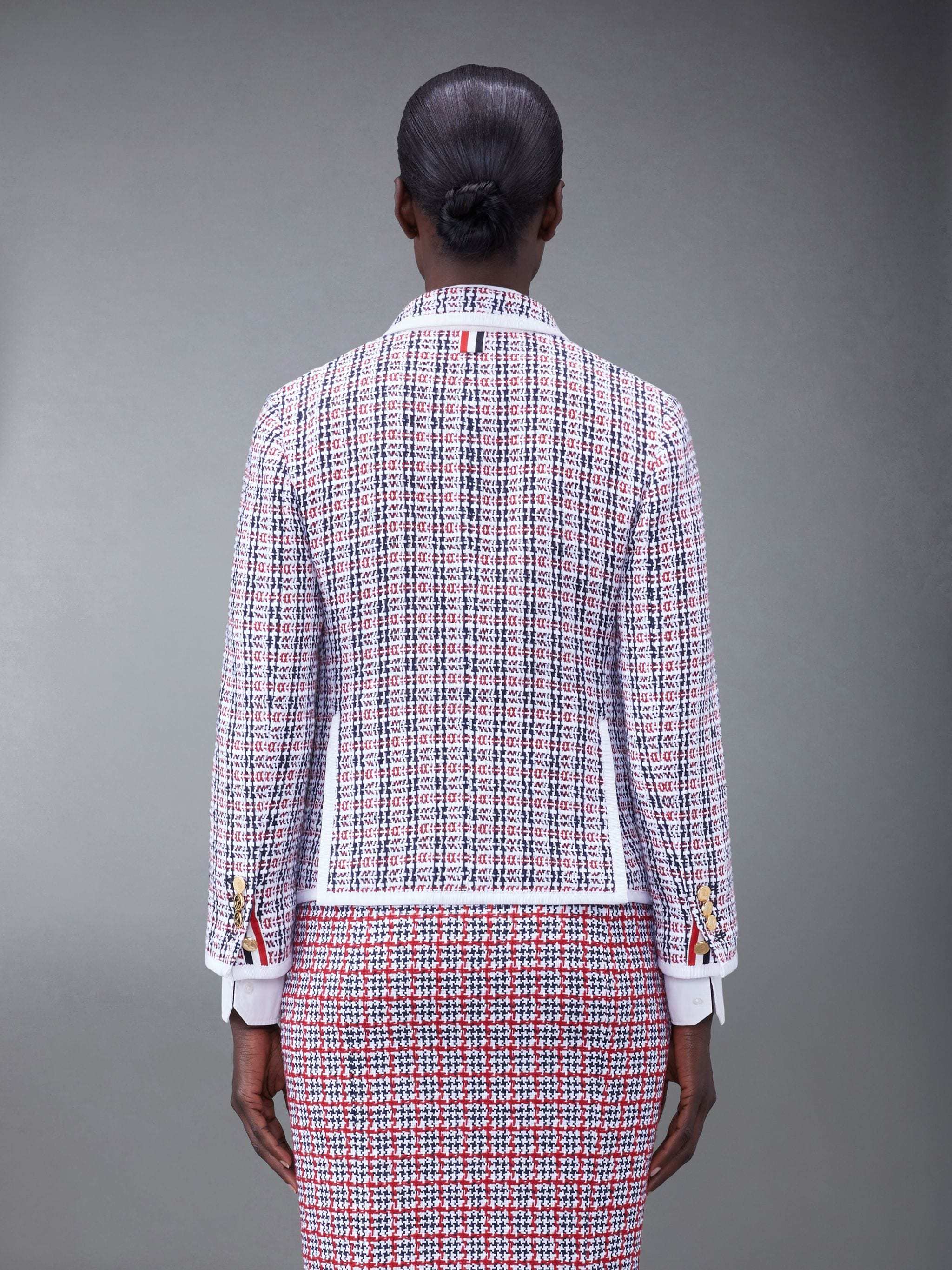 Thom Browne Check-pattern Tweed Jacket In Multicolor