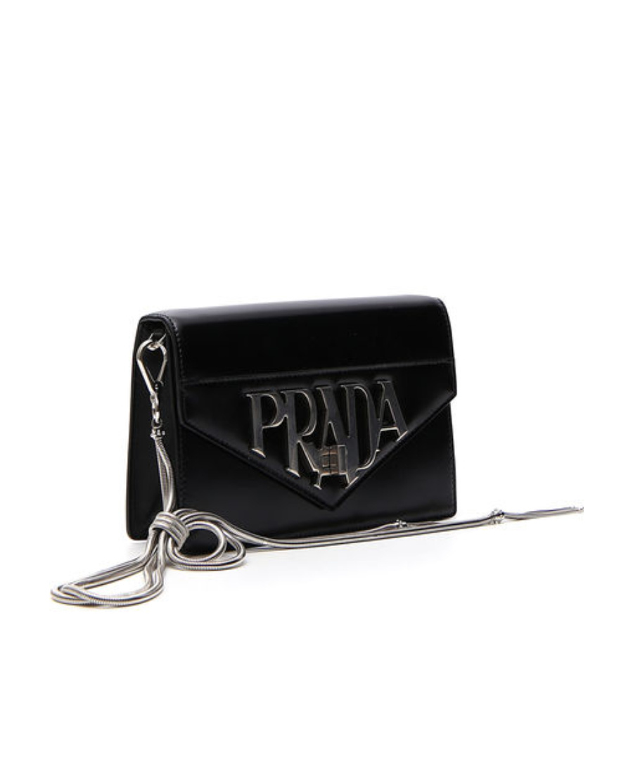 Prada Black One Shoulder Woc In Black