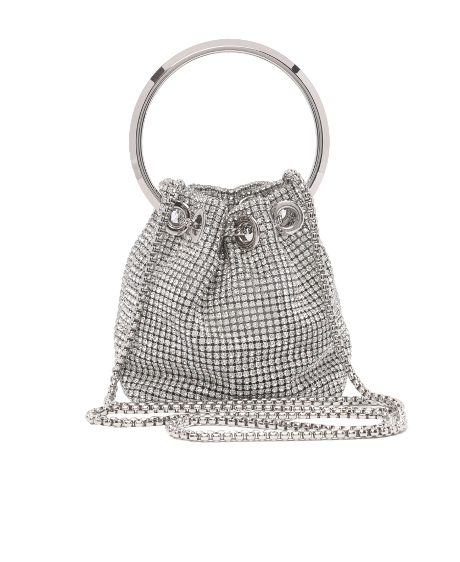 Jimmy Choo Micro Bon Bon Silver Bag In Gray
