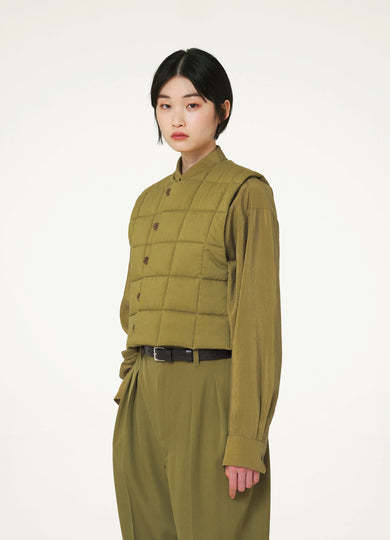 Shop Lemaire Quilted Button Vest In Brown
