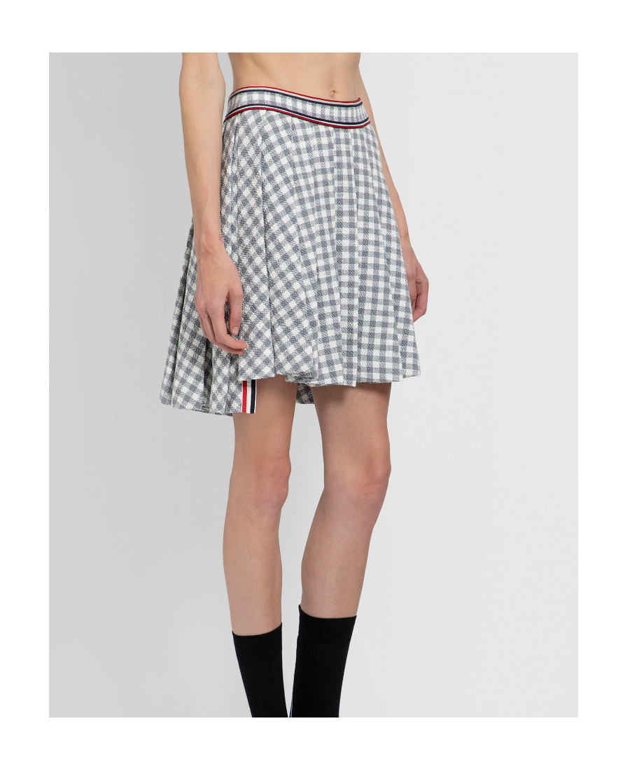 THOM BROWNE GINGHAM-CHECK PLEATED MINISKIRT