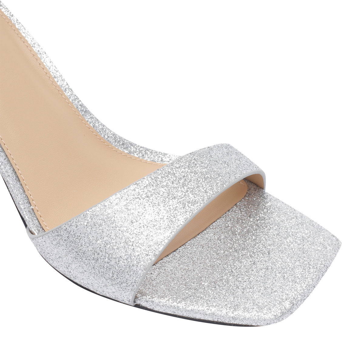 Michael Kors Jaida Sandal In Glitter Leather Color Silver In White