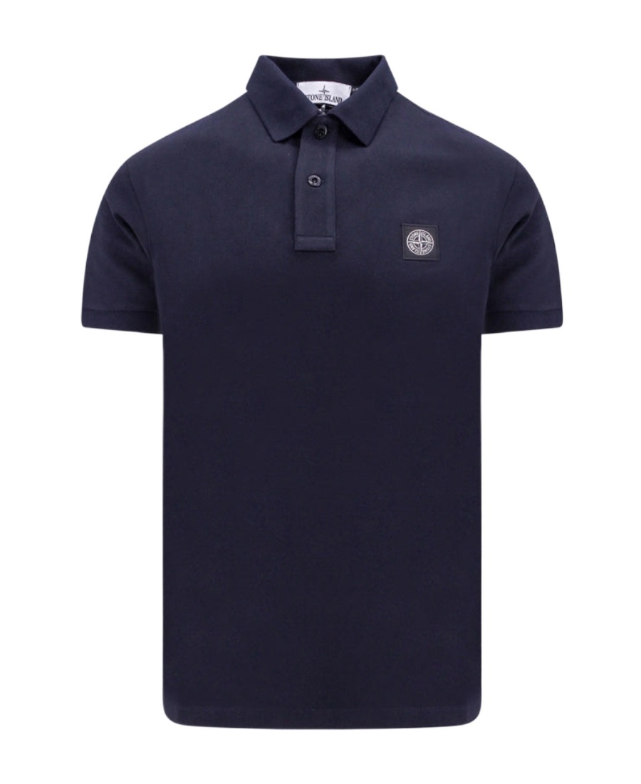 Shop Stone Island Compass Patch Short-sleeved Polo Shirt In Blue