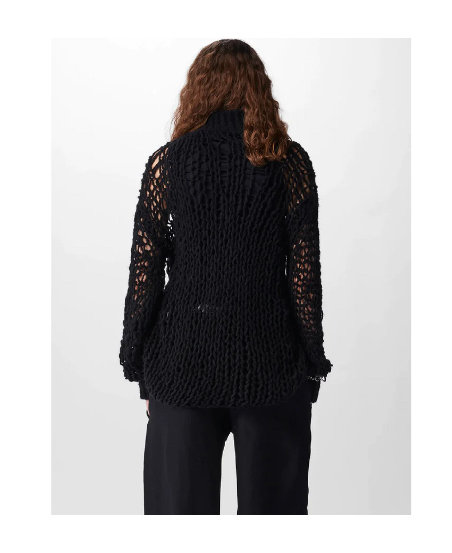 Ann Demeulemeester Open-knit High-neck Sweater In Black