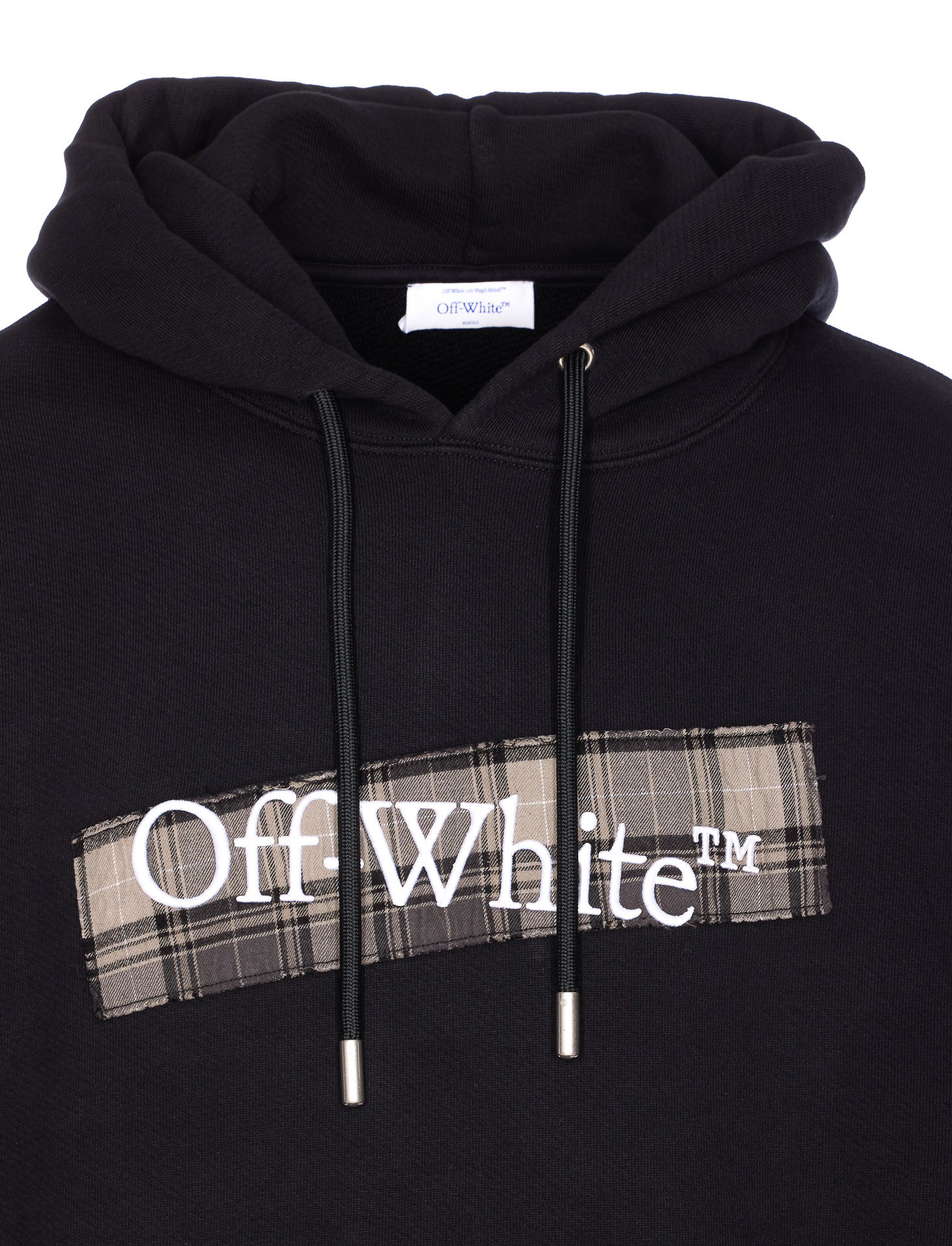 Off-white Flannel Diag Skate Drawstring Hoodie In Black
