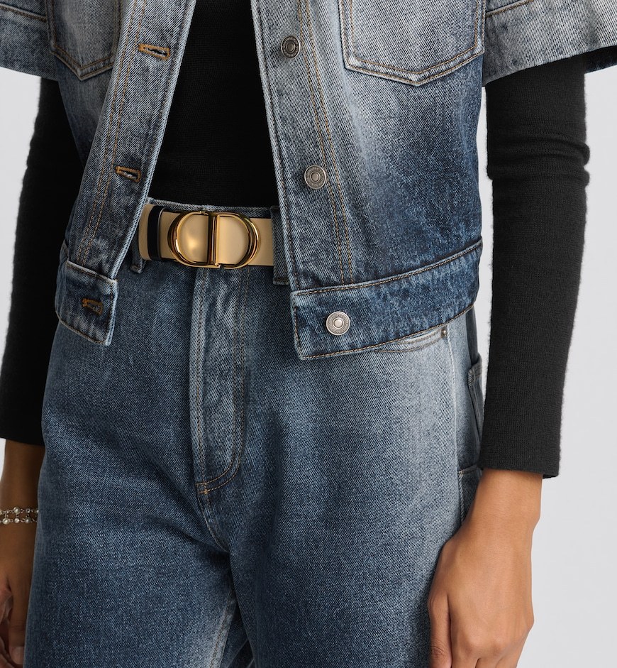 Dior 30 Montaigne Double-sided Belt In Nude