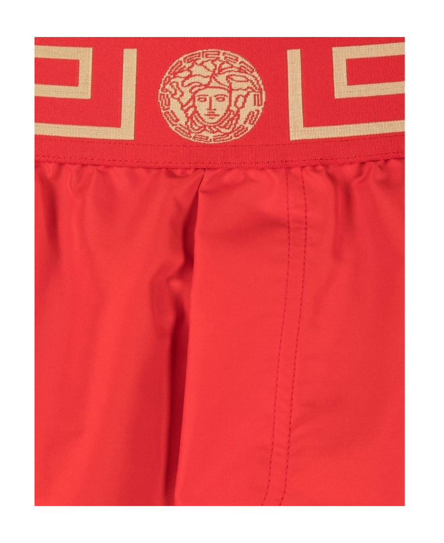Versace Greca-waistband Swim Shorts In Red