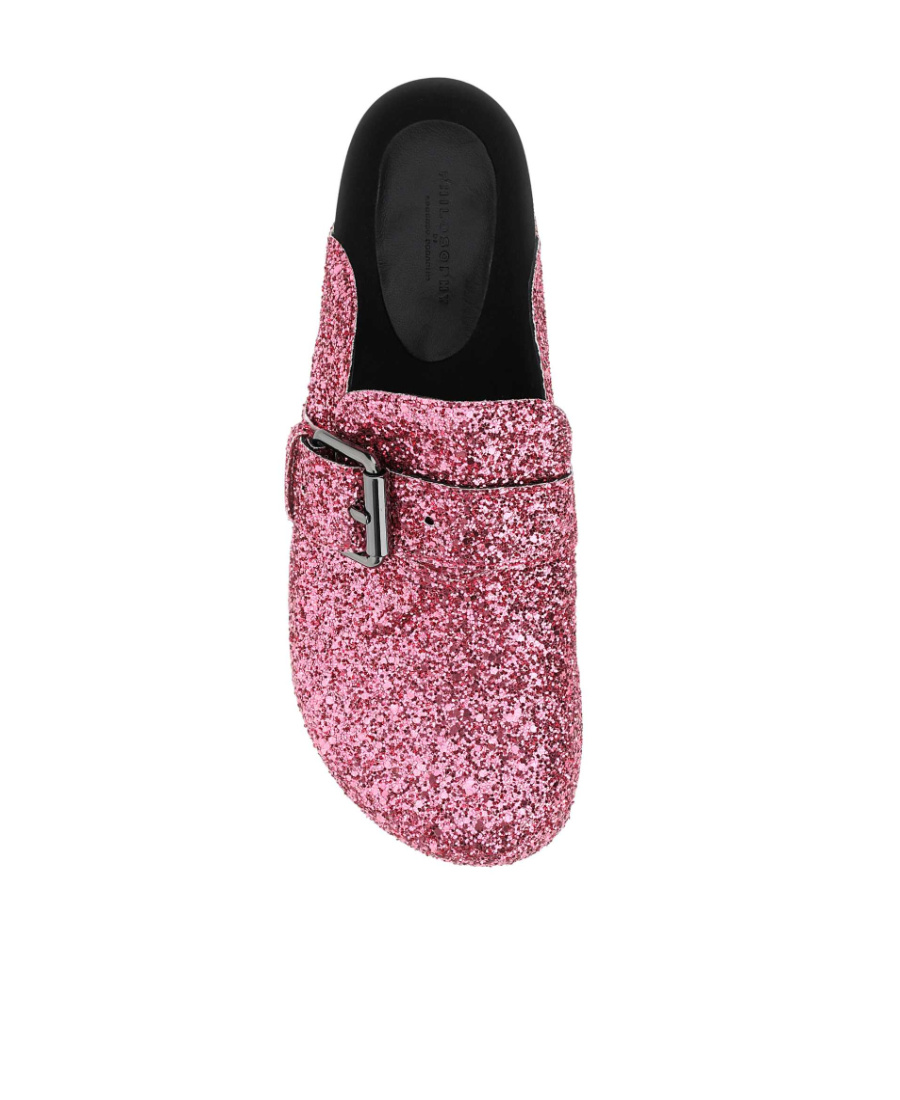 Philosophy Di Lorenzo Serafini Glitter Sandals Buckle Flat Sole In Pink