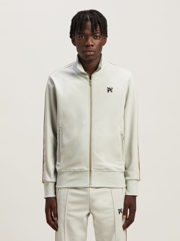 Palm Angels Monogram Embroidered Zipped Jacket In White