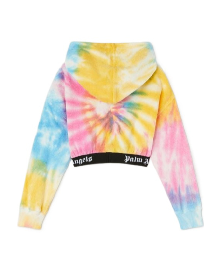 Palm Angels Cropped Tie-dye Hoodie In Multicolor