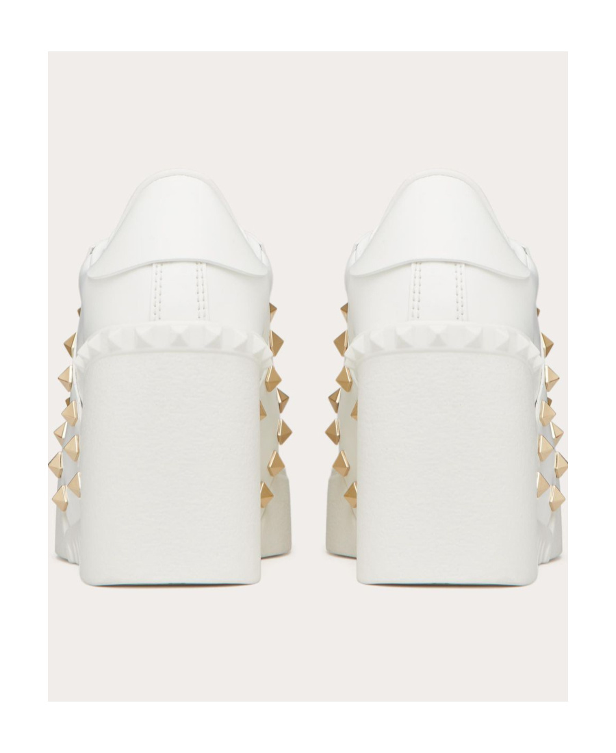 Valentino Open Disco 85mm Wedge Sneakers In White