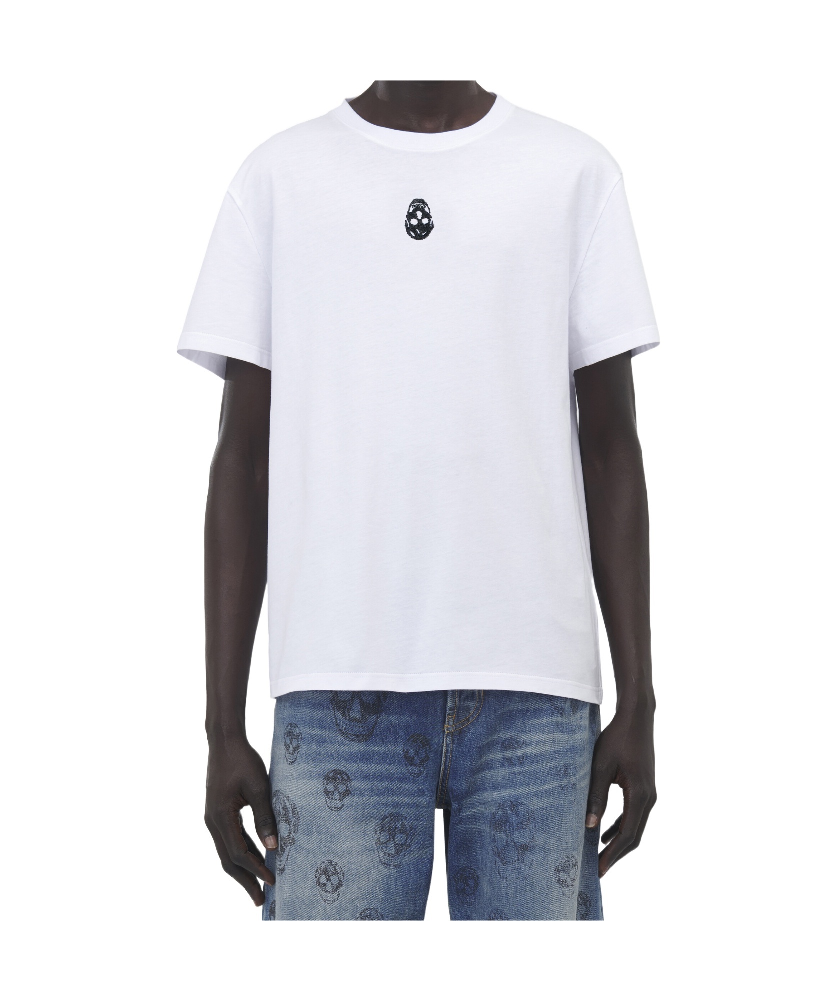 Alexander Mcqueen Embroidered Skull T-shirt In White