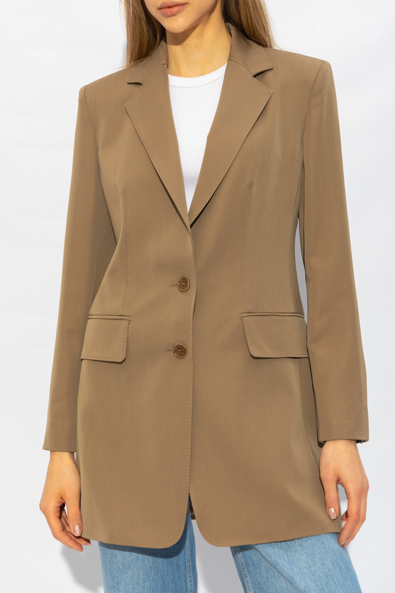 Max Mara Caprile Single Breasted Blazer Brown In Green