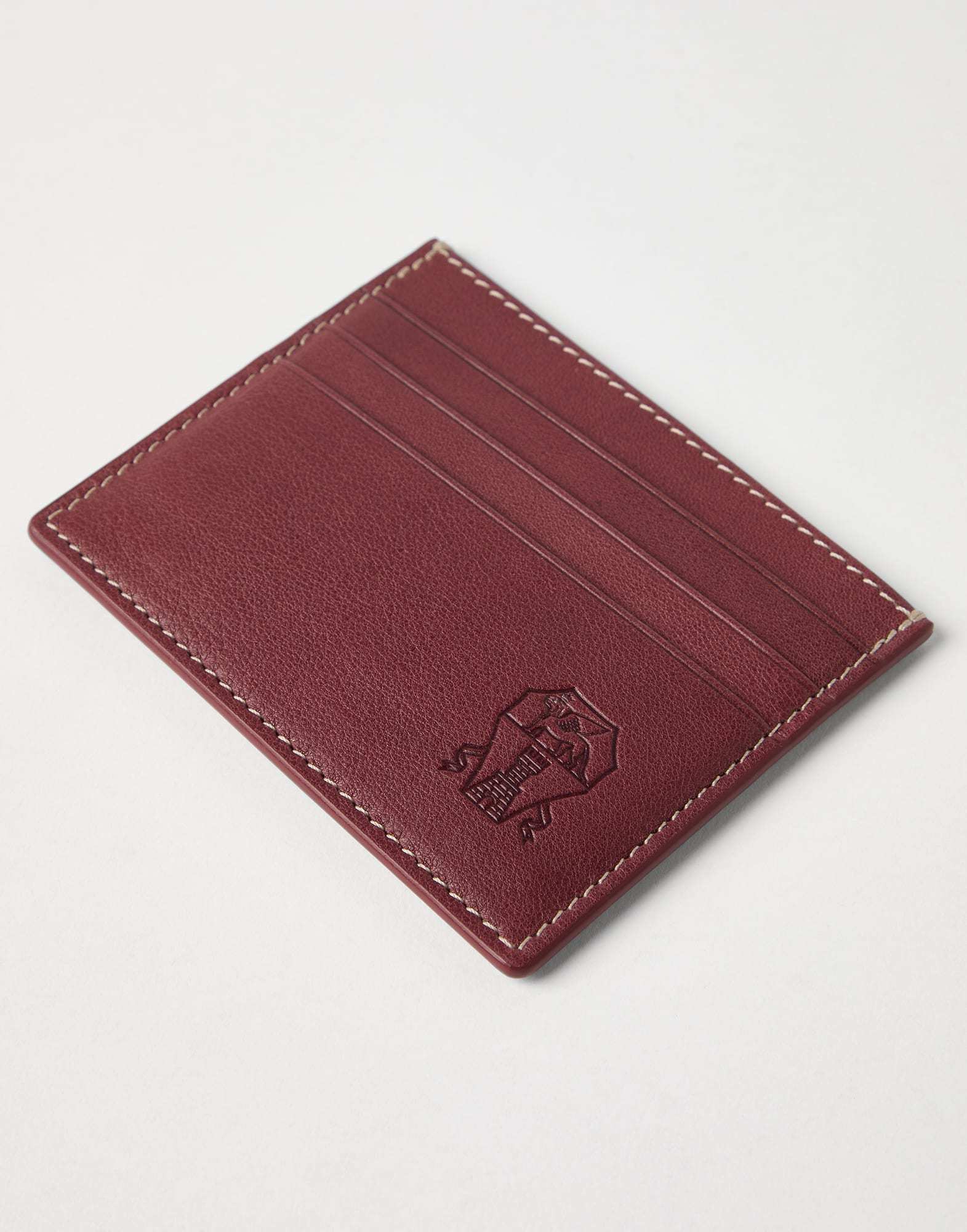 Brunello Cucinelli Debossed-logo Cardholder In Burgundy