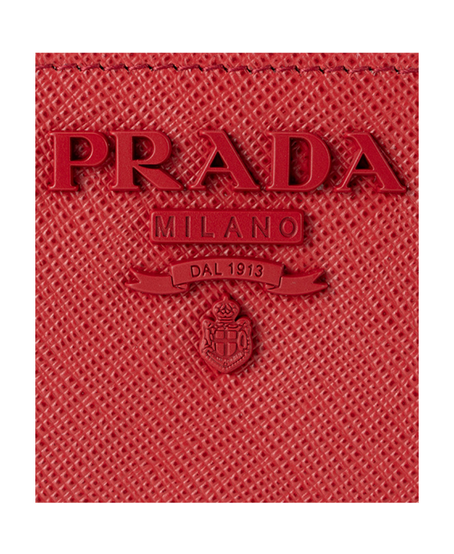 Prada Safiano Logo Wallet In Red