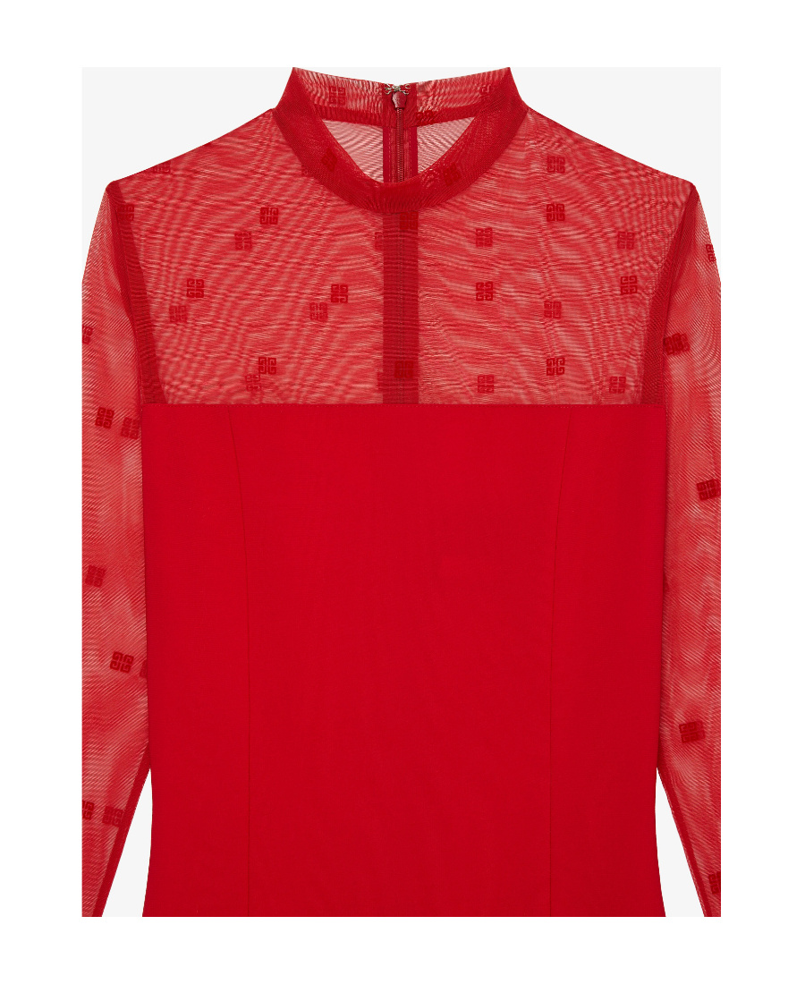 Givenchy 4g-print Tulle-panelled Minidress In Red