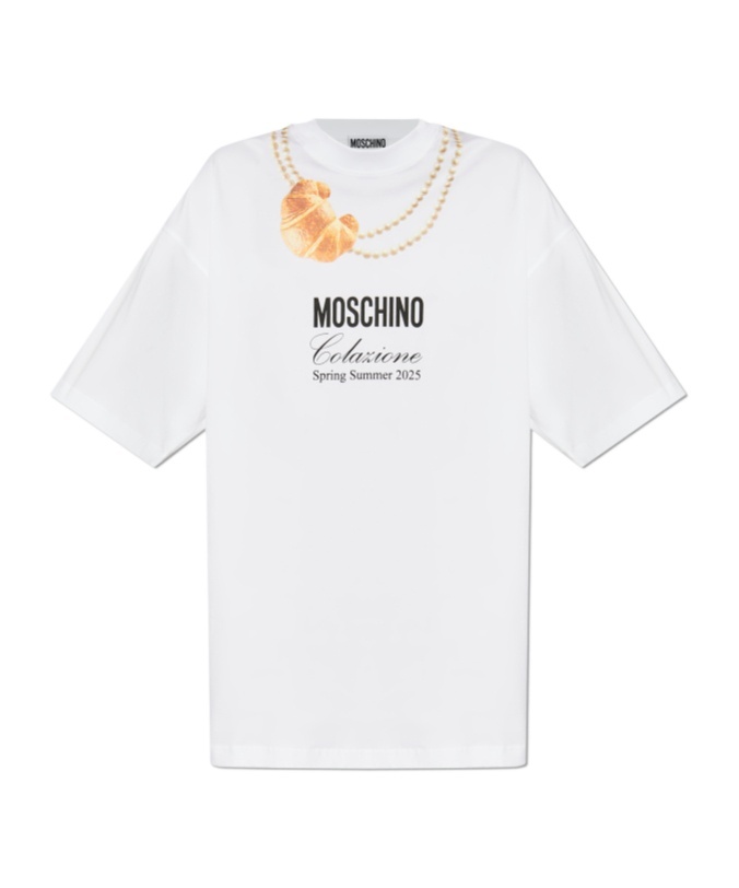 Moschino Short Sleeve Dress In White