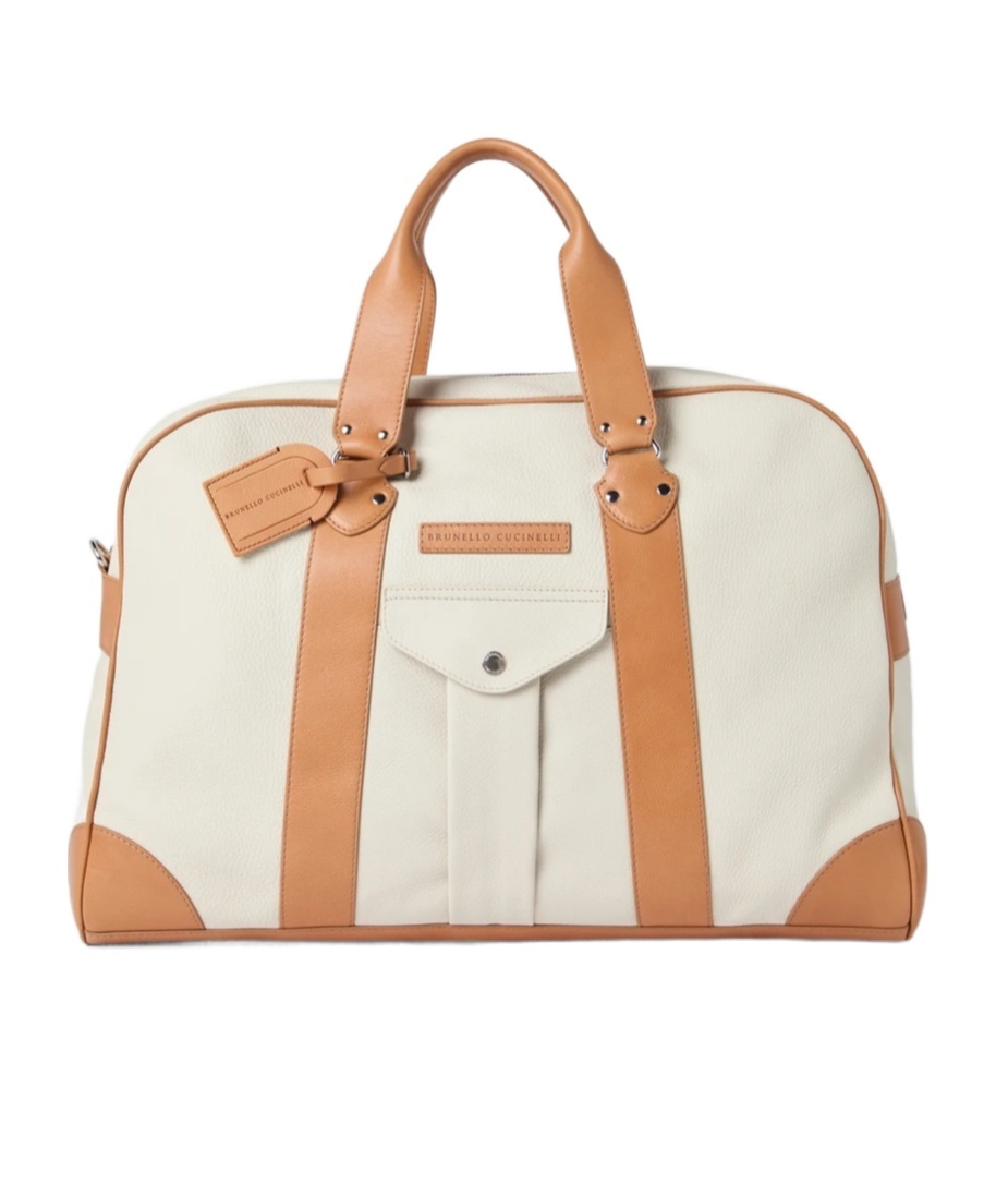 Brunello Cucinelli Grained Calfskin Street Bag In White