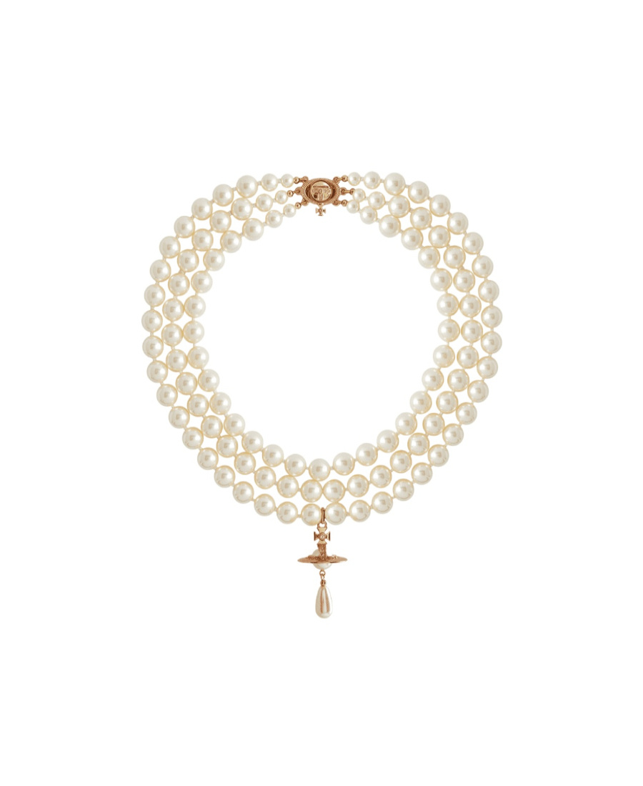 Vivienne Westwood Three-row Pearl Choker Necklace In Yellow