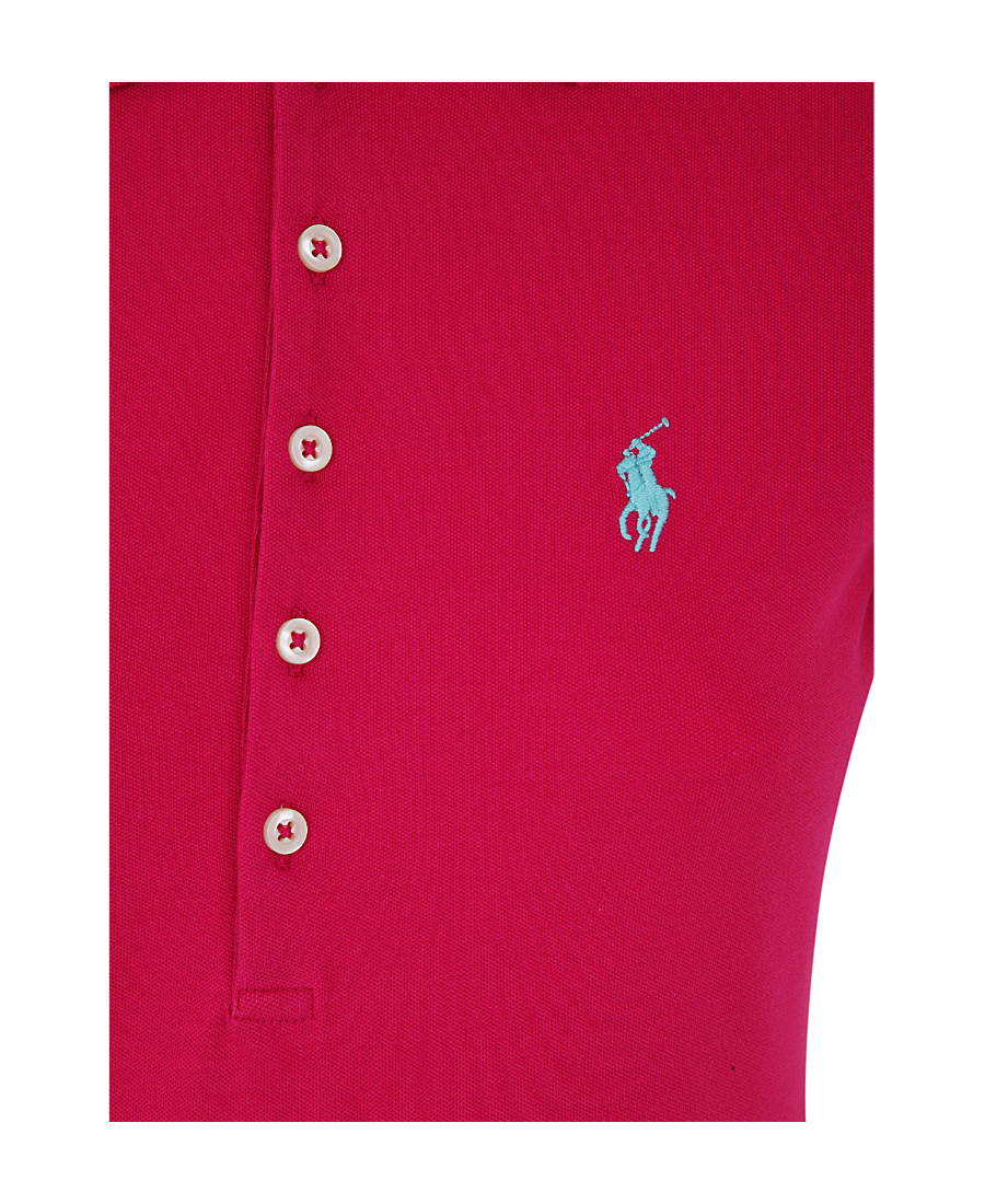 Polo Ralph Lauren Dark Pink Pony Logo-embroidered Polo Shirt In Red