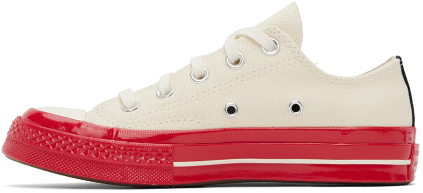 Comme Des Garçons Play Off-white & Red Converse Edition Chuck 70 Sneakers In Red