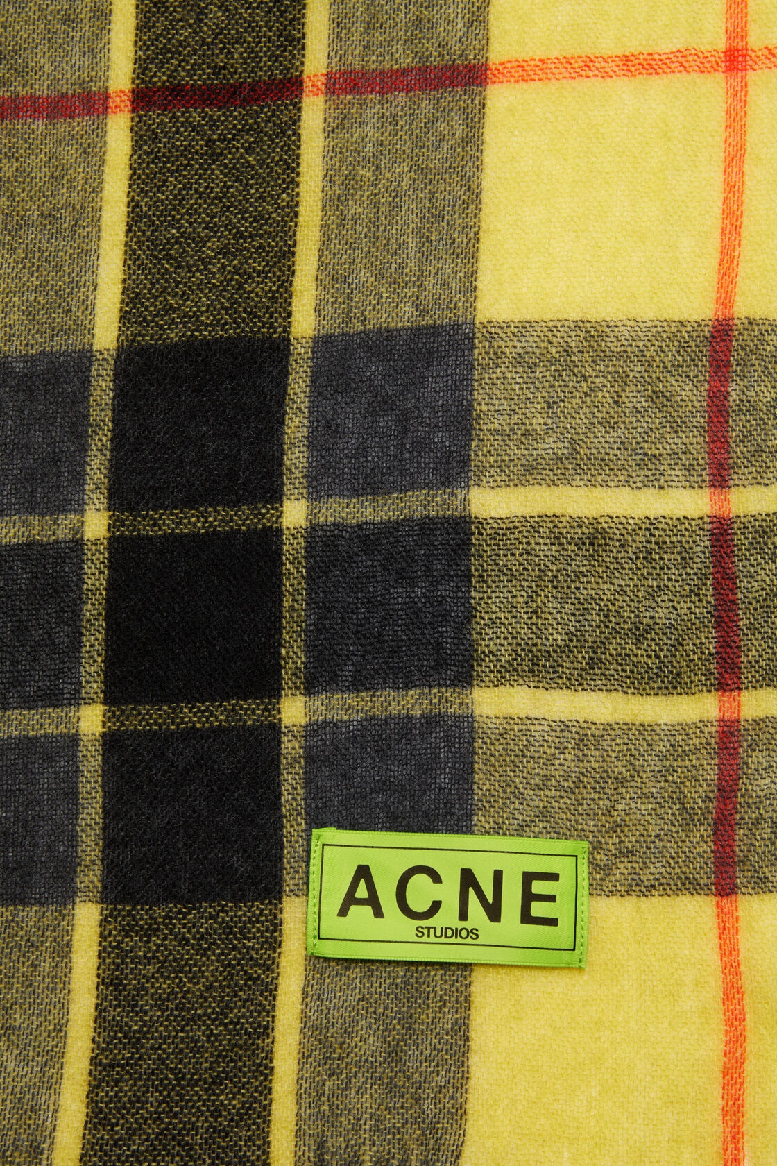 Acne Studios Plaid Fringed Scarf In Green