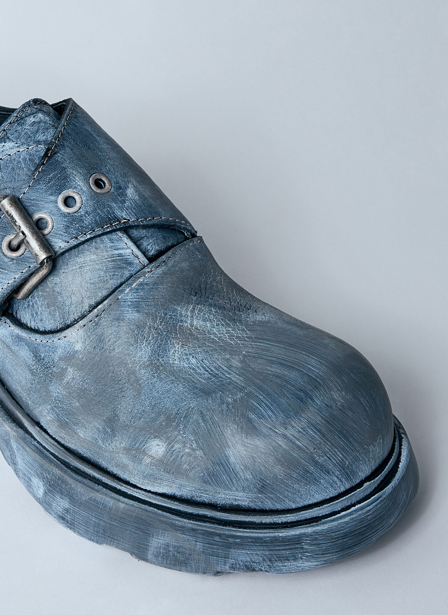 Acne Studios Buckled Leather Shoes In Blue