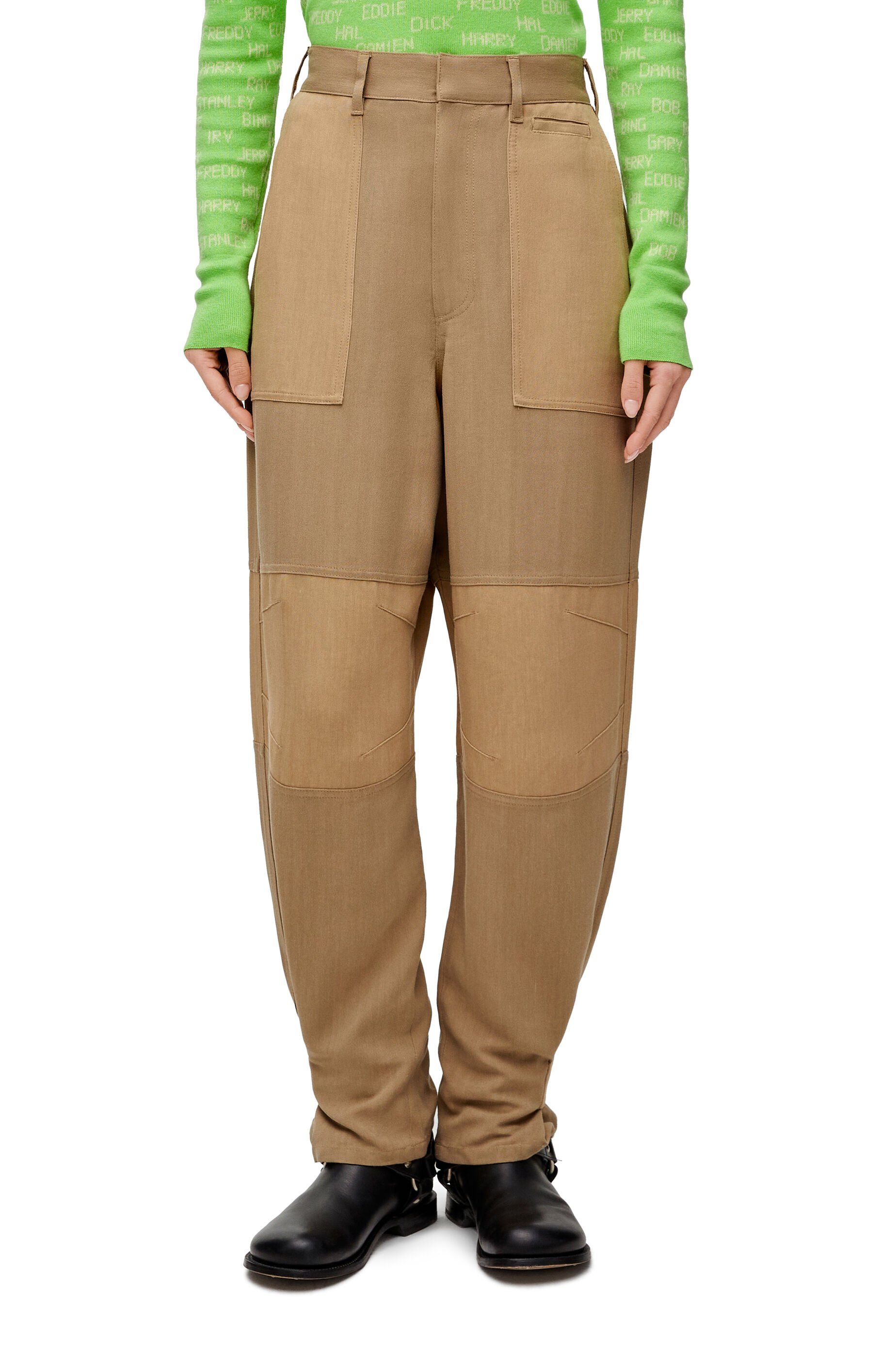 Loewe Mid-waist Work Casual Pants In Brown