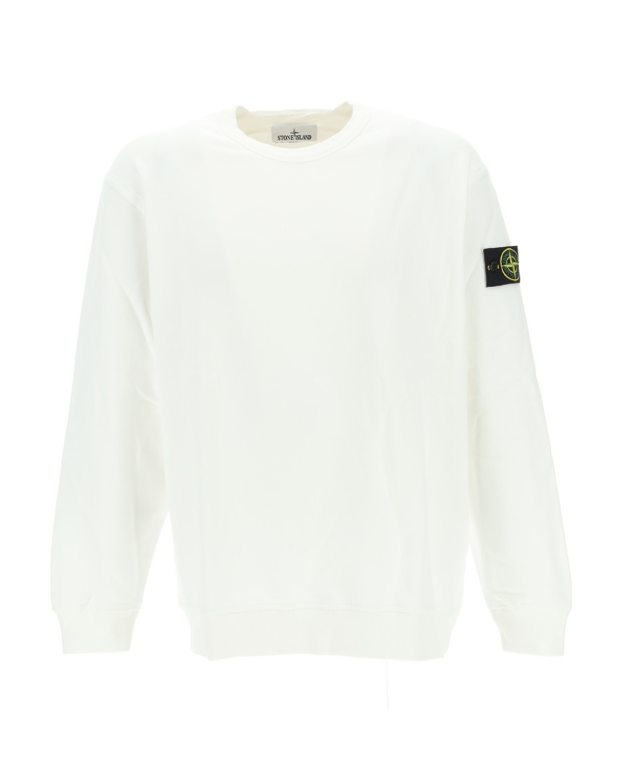 Stone Island Wool Blend Sweatshirt With Iconic Logo Patch And Timeless Design In White