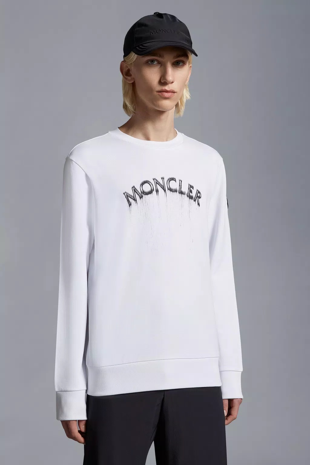 Moncler Logo-print Cotton Sweatshirt In White