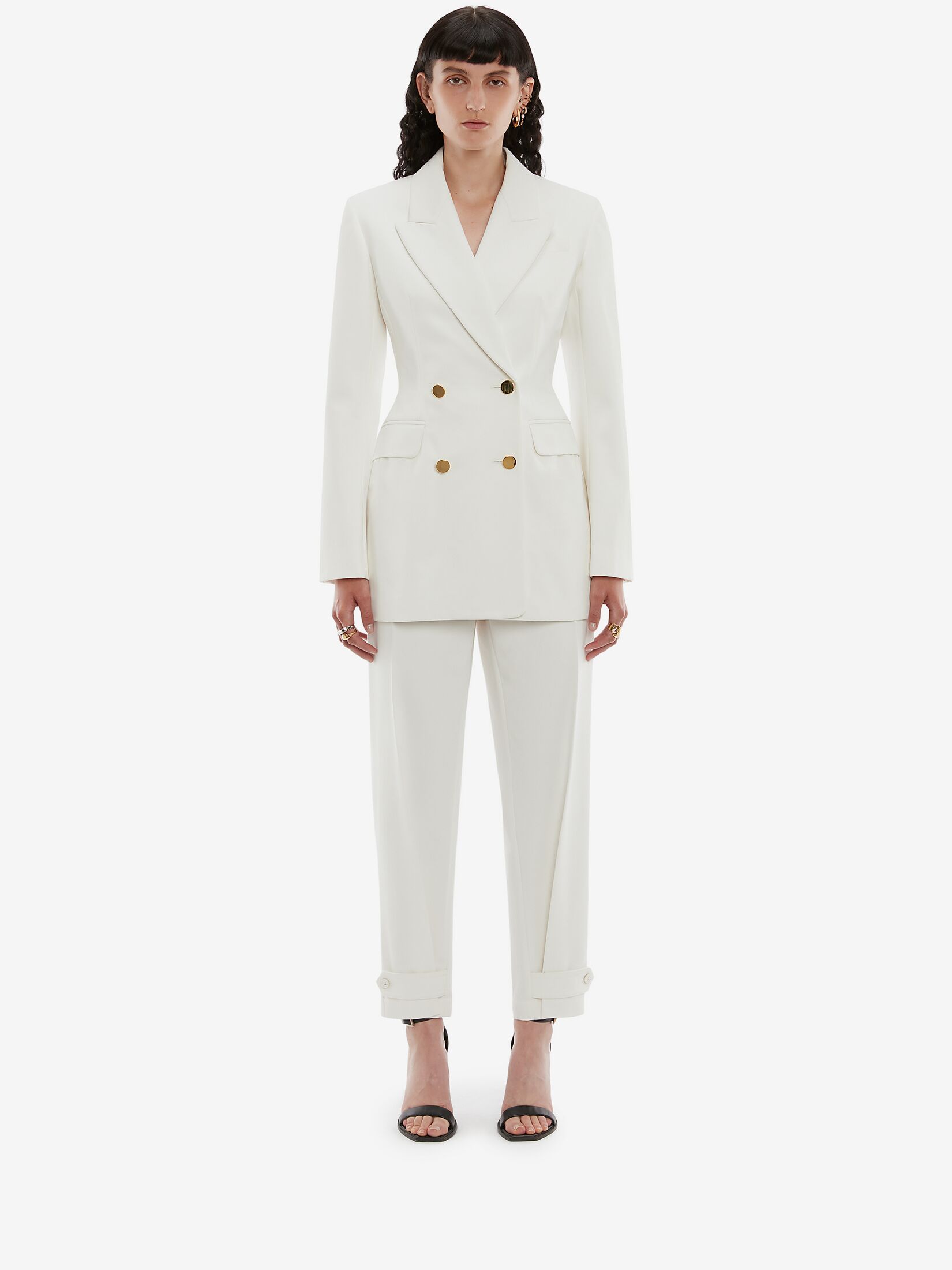 Alexander Mcqueen Double-breasted Tailored Blazer In White