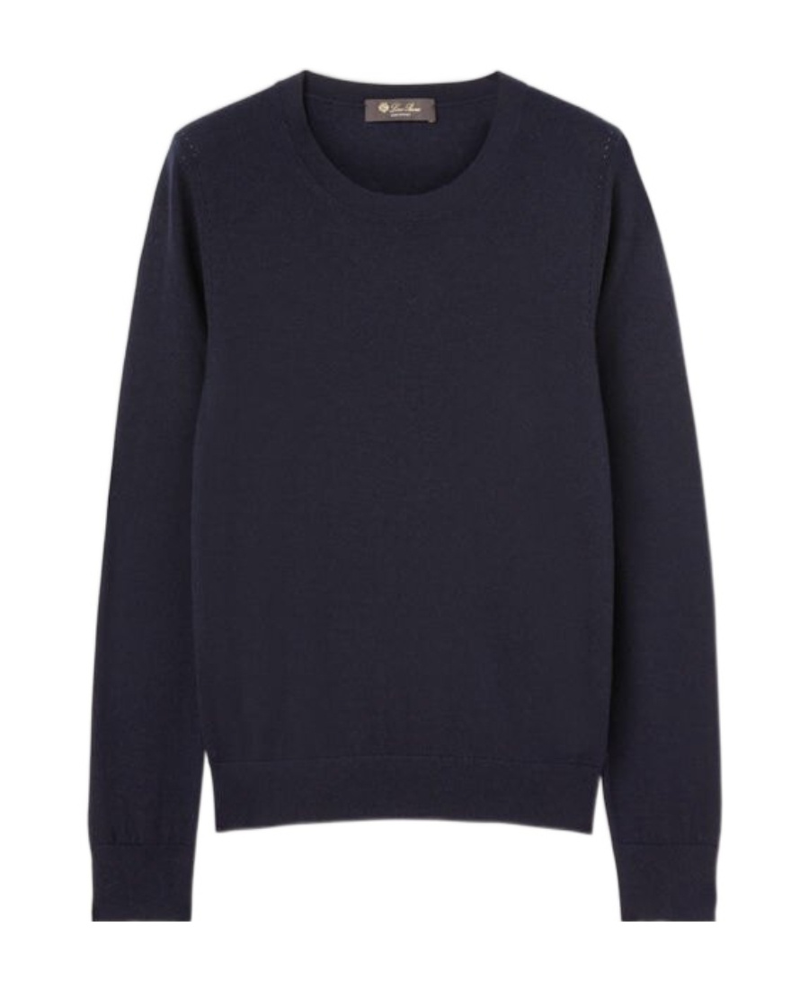 Loro Piana Neo Piuma Crewneck Knitted Jumper In Blue