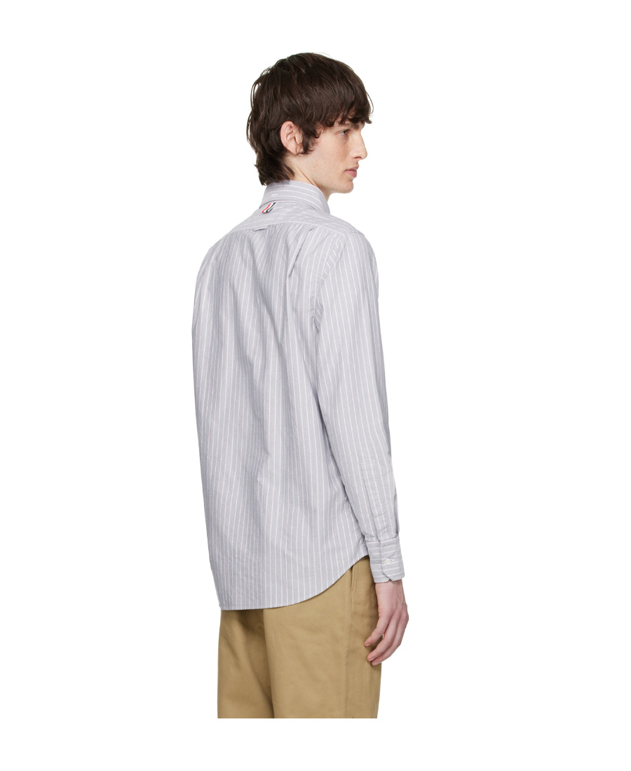 Thom Browne Striped Cotton Shirt In White