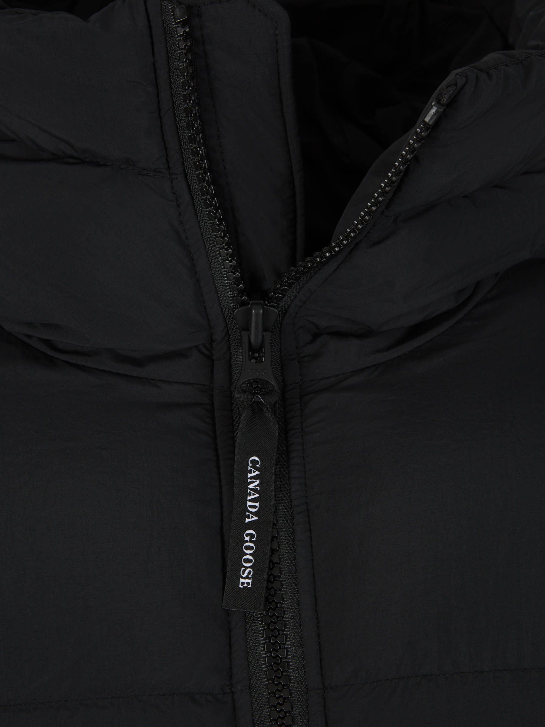 Canada Goose Lawrence Mid-thigh Length Down Jacket With Black Logo In Black