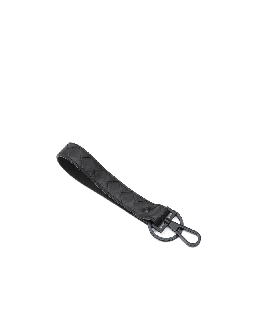 Bottega Veneta Inrecciato Woven Key Chain In Black