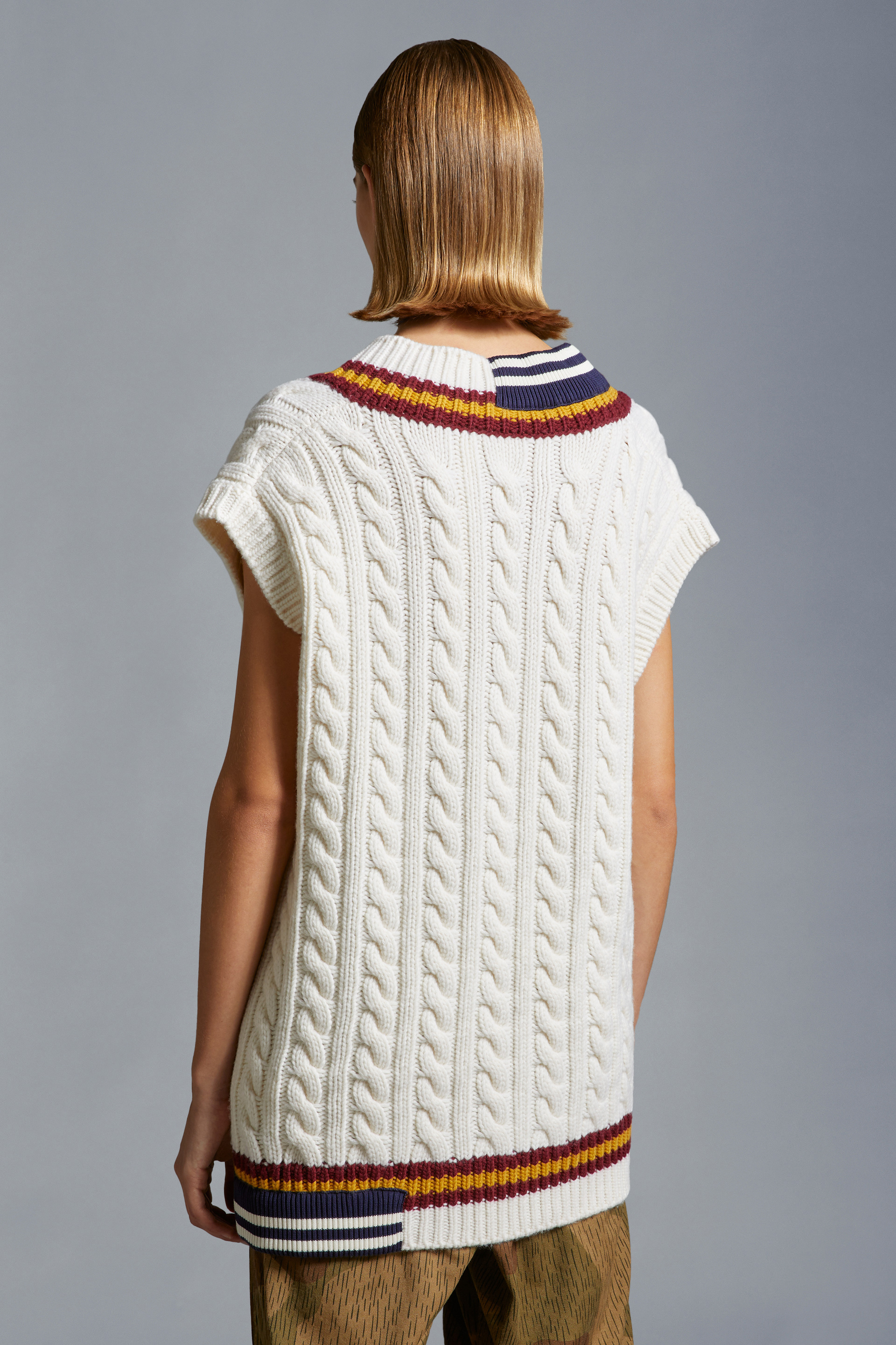 Shop Moncler Wool V-neck Gilet In White