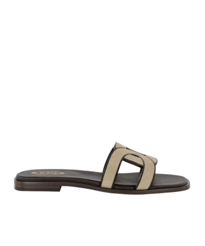 Tod's Bicolor Chain Slide Sandals In Black