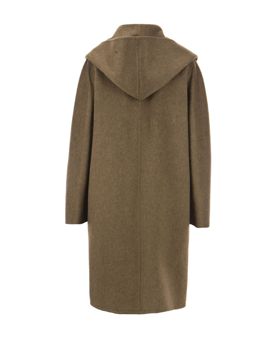 Max Mara Hooded Overcoat In Brown