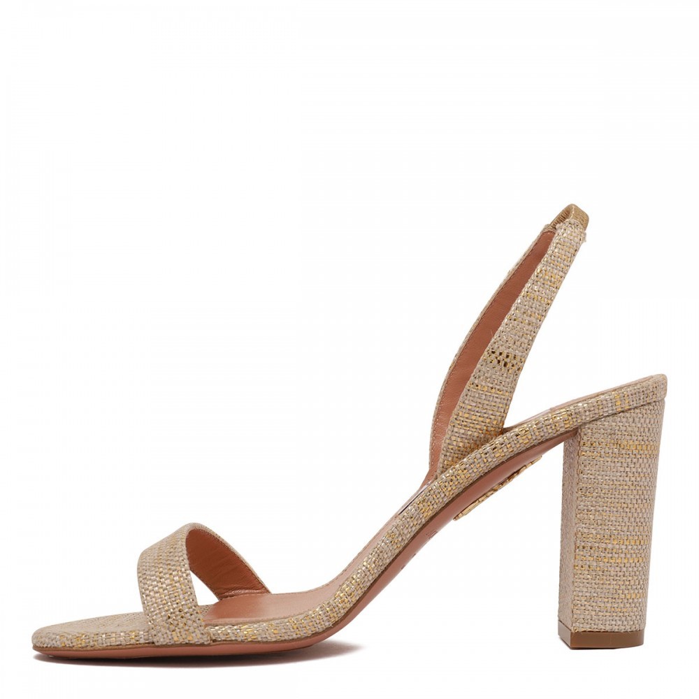 Aquazzura Open Toe High Heel Sandals In Gold