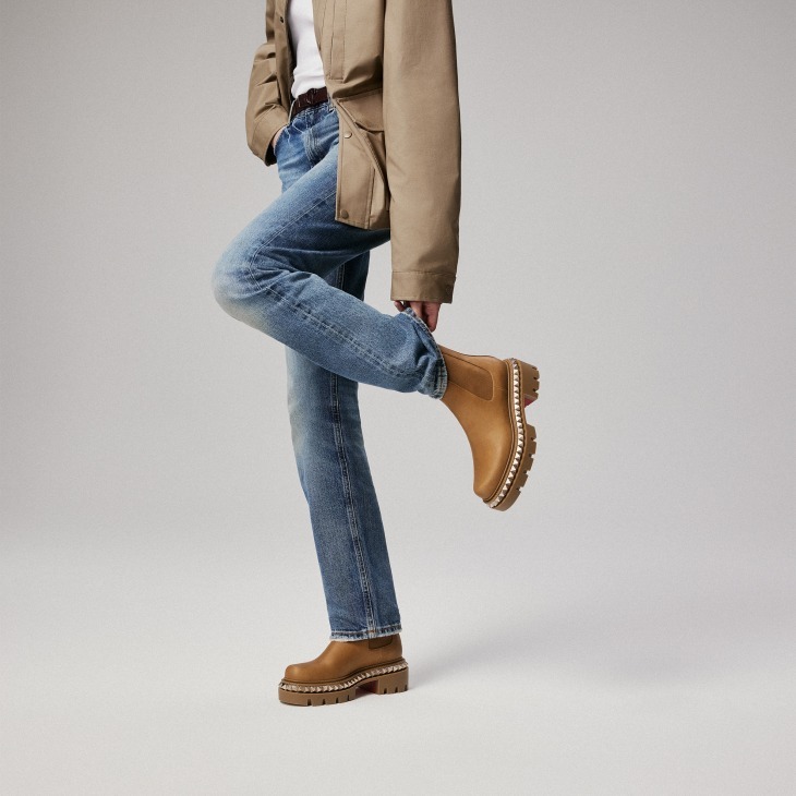 Christian Louboutin Round-toed Ankle Boots In Brown